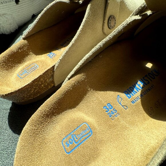 Birkenstock Boston Taupe Soft Suede Leather - Picture 6 of 8